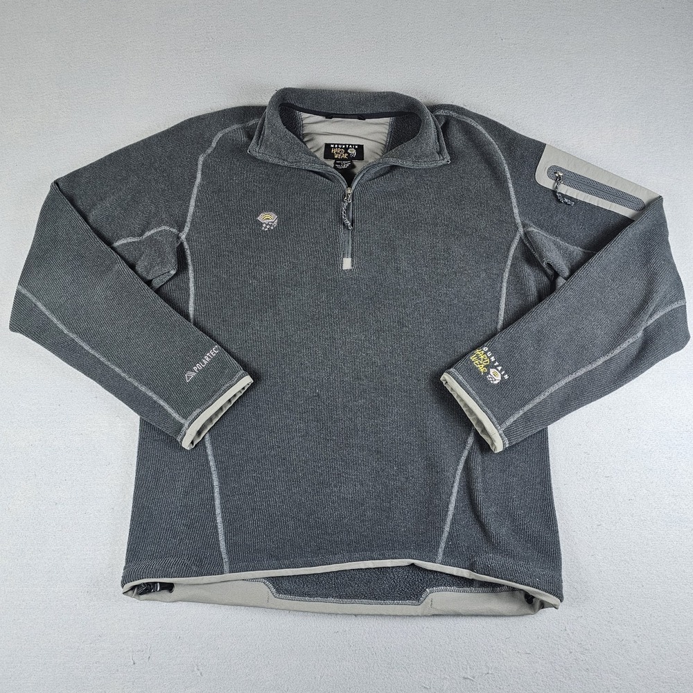 Mountain Hardwear 1/4 Zip Sweatshirt Mens Medium Gray Pullover Fleece Polartec